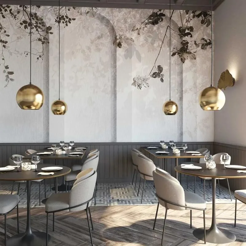 Designer wallpaper feature wall for boutique restaurant