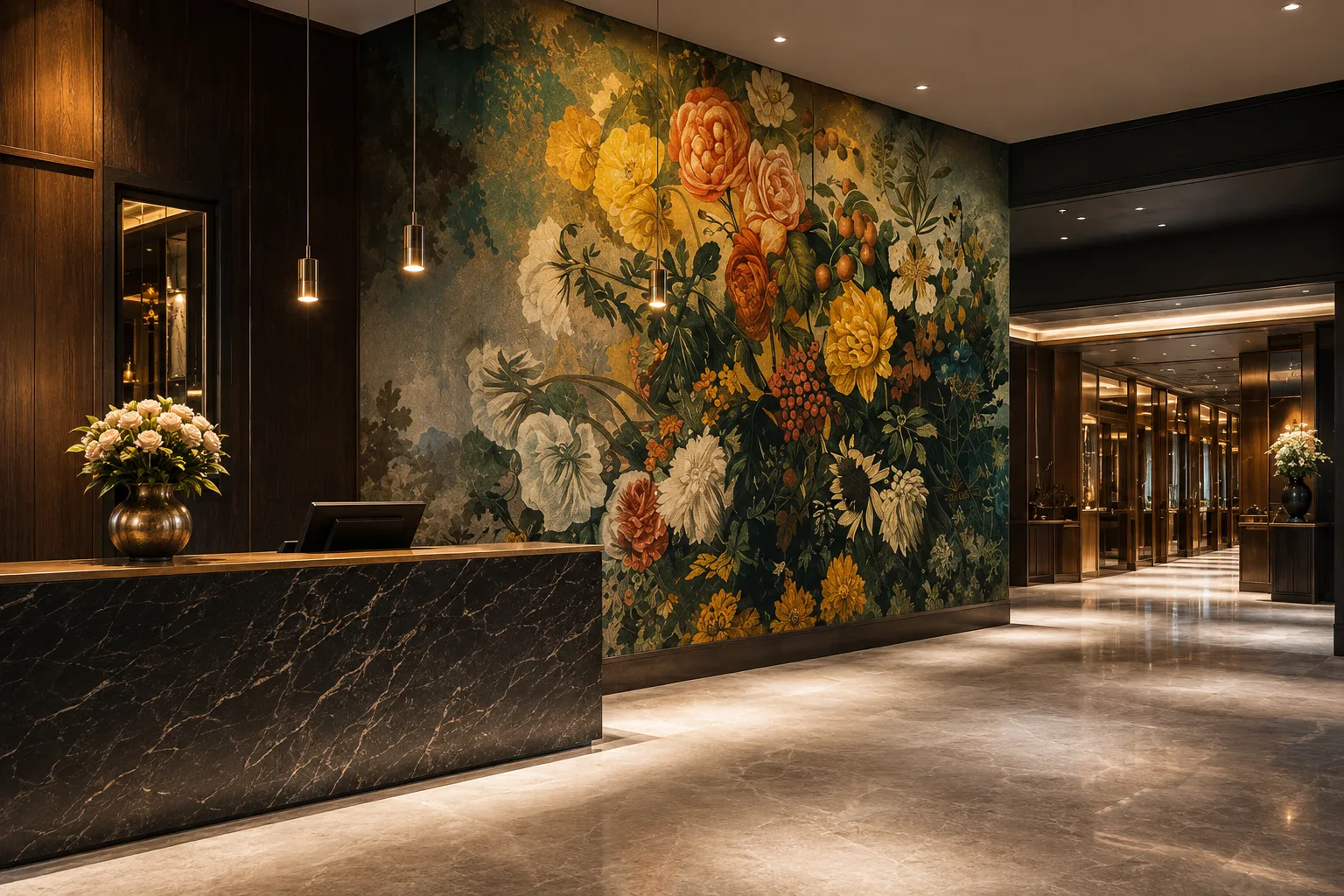 Vintage European Garden Art Floral Mural Wallpaper