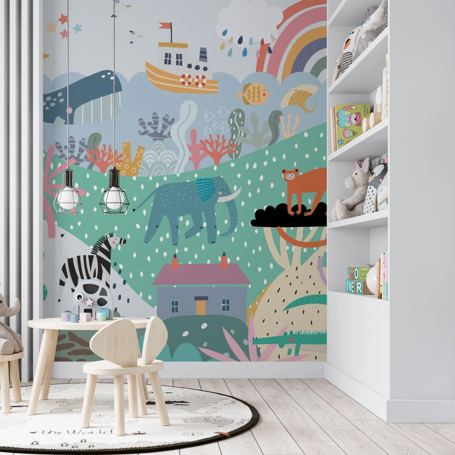 Dreamy Ocean Adventure Children's Illustrated Wallpaper