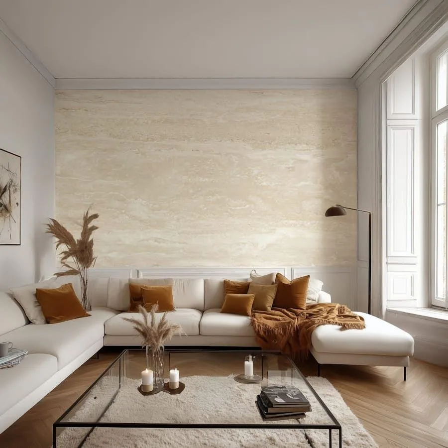 Warm Beige Natural Stone Texture Artistic Wallpaper