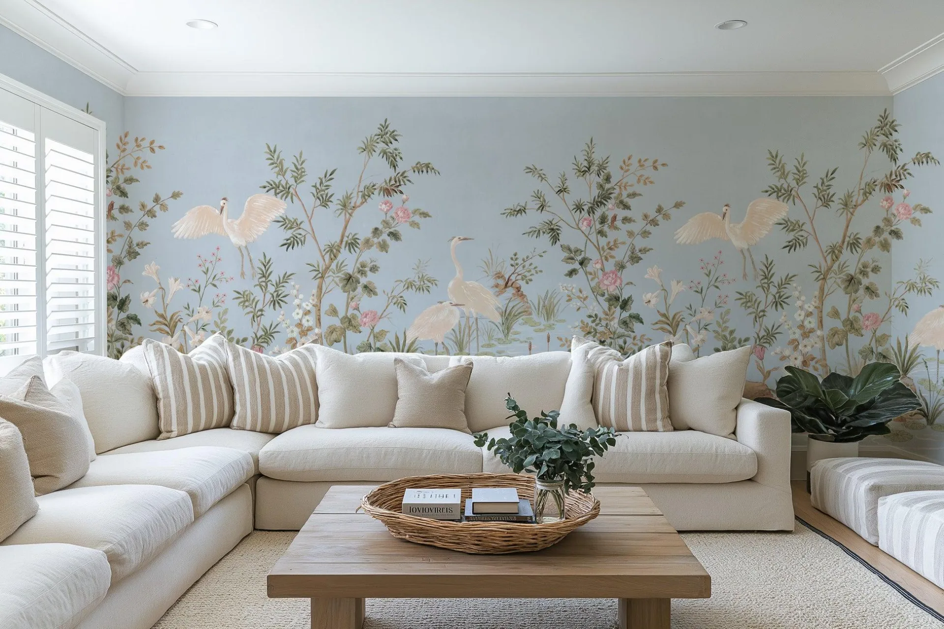 Custom mural wallpaper for private villa living room